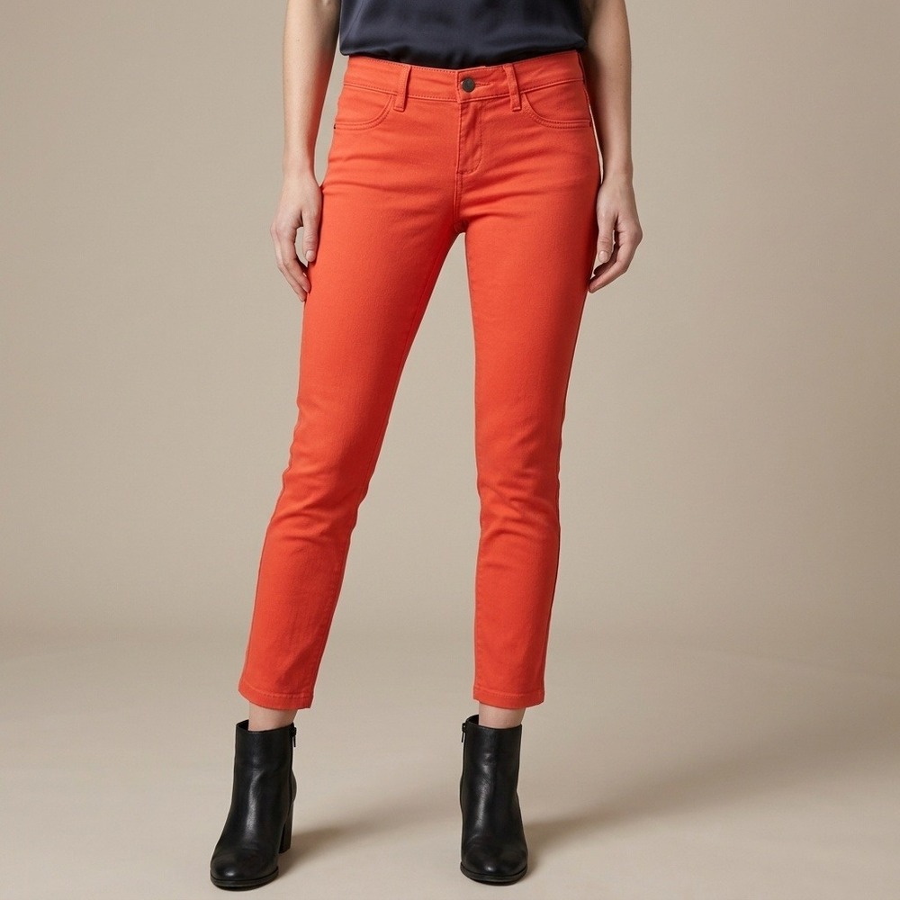 Abercrombie & Fitch Womens W26 L29 Bright Orange Skinny Jeans Low Rise Stretch